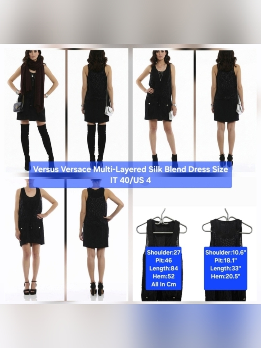 Versus Versace Multi-Layered Silk Blend Dress Size IT 40/US 4